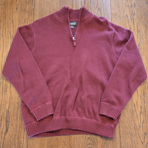 Eddie Bauer Other - Eddie Bauer Burgundy Quarter Zip Cotton Sweater Pullover Large